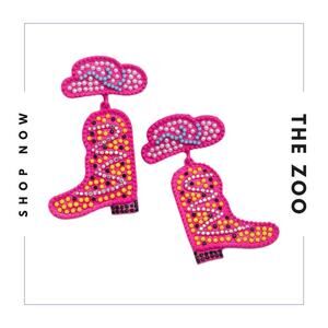 Pink Cowboy Boot‎ Earrings